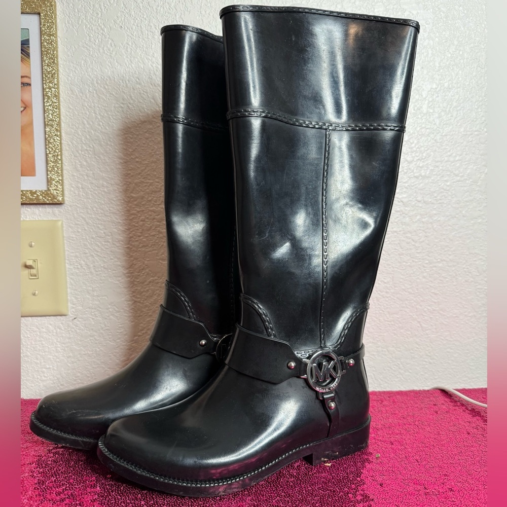 MICHAEL KORS 🖤 Women’s Rubber Knee-high Rain Boots (Size 7) - Picture 3 of 16
